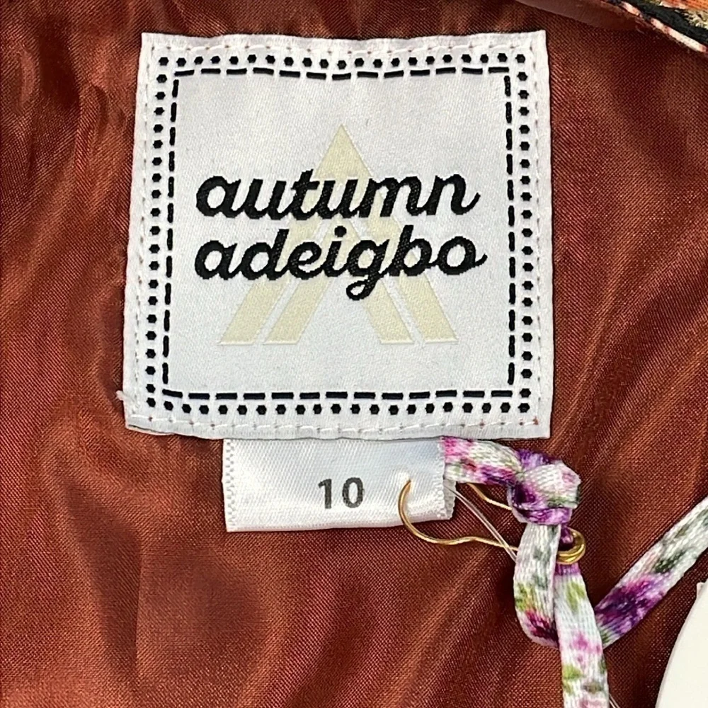 NWT Autumn Adeigbo Signy Dress Abstract Printed Tiered Midi Sleeveless Sz 10